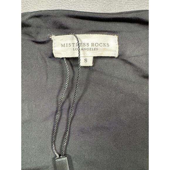 Mistress Rocks LA Make Over Black Plunge Grommet Eyelet Bodycon Dress Size S - Picture 2 of 14